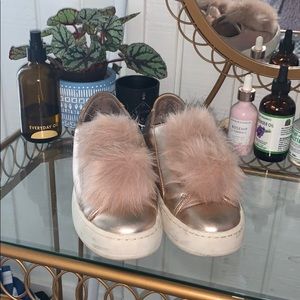 Pink puffball steve madden shoes